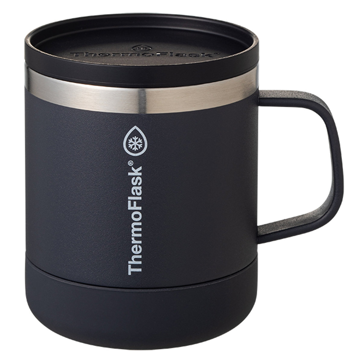 マグカップ 300ml サーモフラスクマグ ( 保温 保冷 ステンレス 真空断熱構造 マグ コップ カップ マグコップ 蓋付き 取っ手付き おしゃれ かわいい シンプル ) 【セサミブラック】 セサミブラック