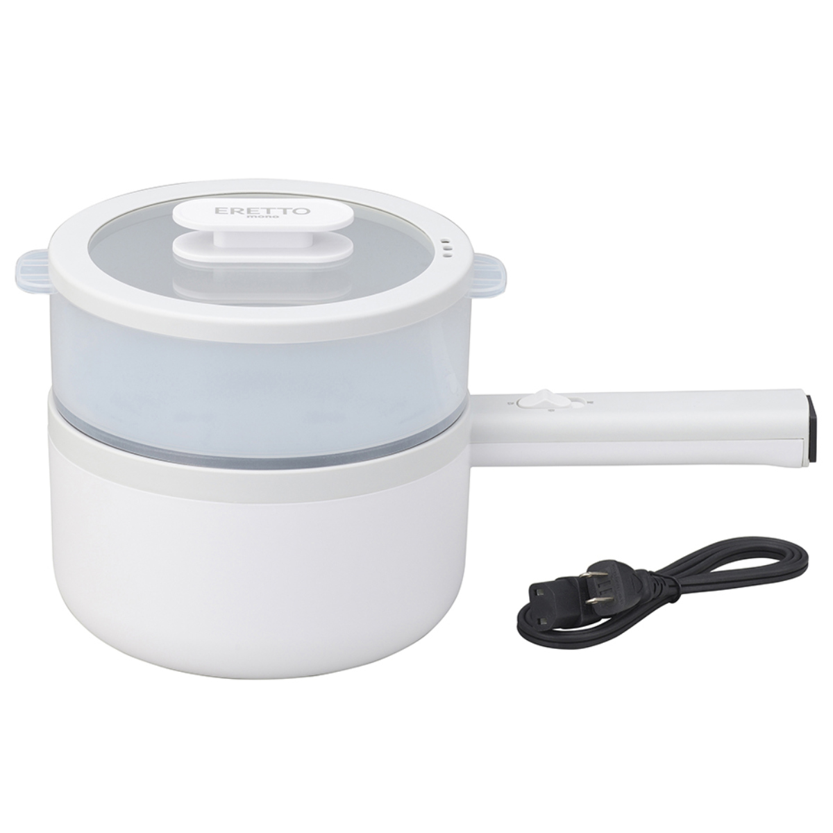 電気片手鍋 18cm ERETTO mono 電気片手鍋18cm ( 電気鍋 でんき鍋 片手鍋 ひとり鍋 一人鍋 1人用 2人用 18センチ 片手なべ ゆでたまご ゆで卵 調理家電 卓上調理器 フッ素樹脂加工 ガラス蓋付き 蓋付き )