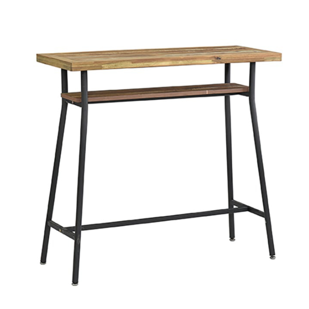 カウンターテーブル 幅98cm ゲンブ スチール脚 ( デスク 机 奥行38cm スリム 収納棚付き キッチンカウンター 木製テーブル 木製 古材調 ヴィンテージ風 天板 メラミン加工 傷 熱 強い アジャスター付き リビングデスク テーブル )