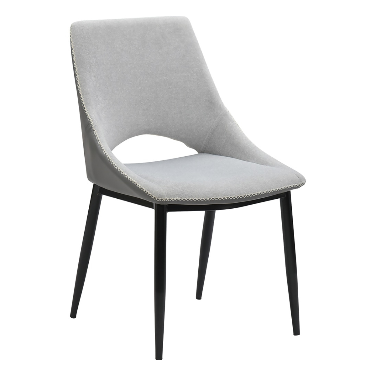 ダイニングチェア 座面高44cm 2脚入 メロン ファブリック ( チェア ダイニング イス 椅子 食卓椅子 レザー調 スチール脚 いす 食卓 リビング リビングチェア ウレタン ツートンカラー デスクチェア ) 【ライトグレー】 ライトグレー