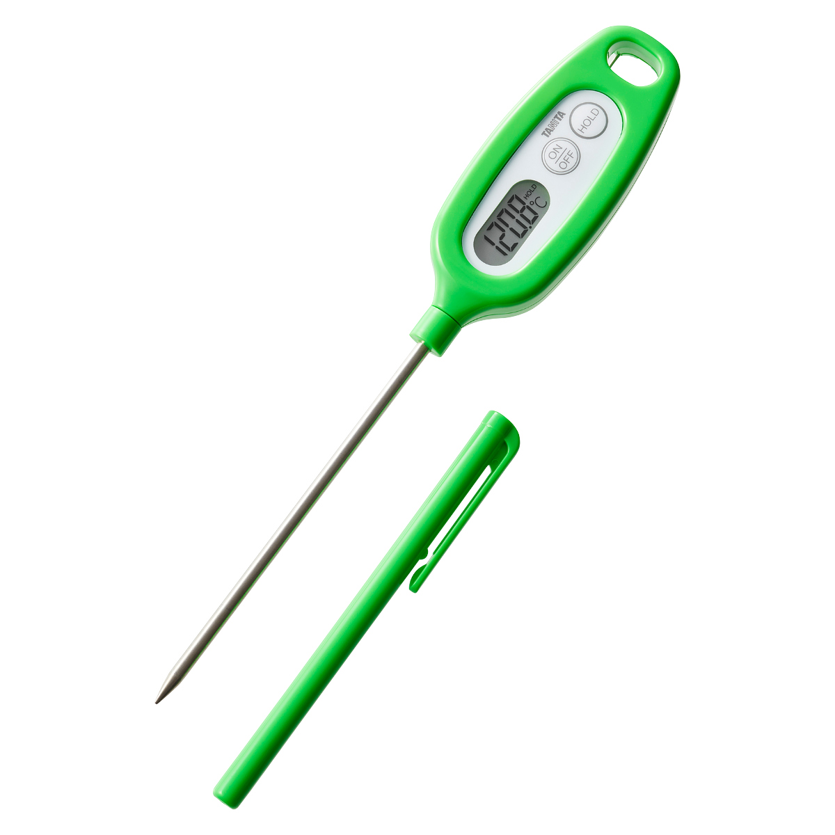 タニタ デジタル温度計 料理用 防水 ( TANITA 調理用温度計 洗える オートパワーオフ ホールド機能 吊り下げ キッチンツール ) 【グリーン】 グリーン