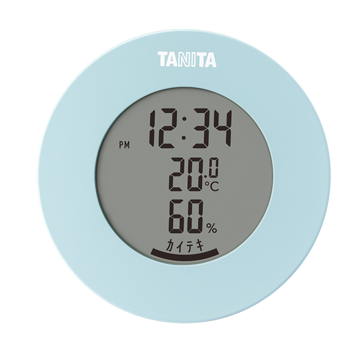 タニタ デジタル 温湿度計 丸型 マグネット 置き型 ( 温湿計 温度計 湿度計 最高 最低 時計付き 電池式 壁掛け 置き掛け兼用 おしゃれ 温度 湿度 測定器 温度湿度計 デジタル時計 見やすい 赤ちゃん 乾燥 ウイルス 熱中症 対策 ) 【ブルー】 ブルー