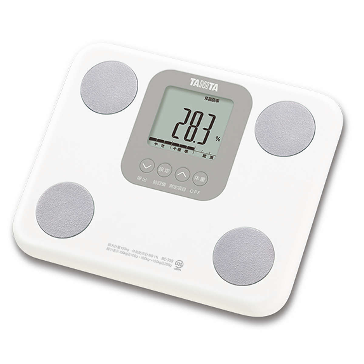 タニタ 体組成計 小型 軽量 ( 体重計 ヘルスメーター デジタル体重計 体脂肪計 薄型 150kgまで 体脂肪率 内臓脂肪レベル BMI 筋肉量 基礎代謝量 体内年齢 デジタル 電池式 日本製 乗るだけ シンプル コンパクト 家族用 子供 大人 ) 【ホワイト】 ホワイト