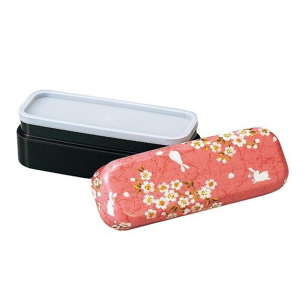 お弁当箱 2段 布貼スリムコンパクト弁当 桜うさぎ HAKOYA 510ml 入れ子