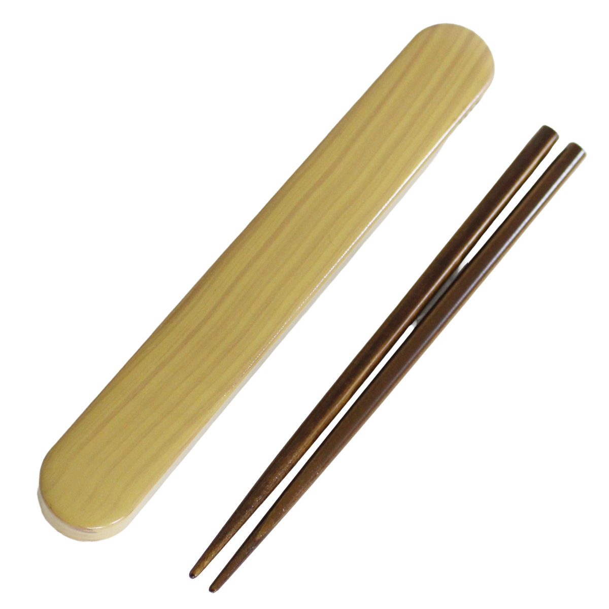 箸箱セット 食洗機対応 スライド箸箱セット 箸 18cm ( お箸 箸箱 セット 18センチ 大人 天然木 スライド式 日本製 カトラリー お弁当用 給食 携帯用 はし箱 木製 天然木製 くすみカラー 木目 ) 【ひのき】 ひのき