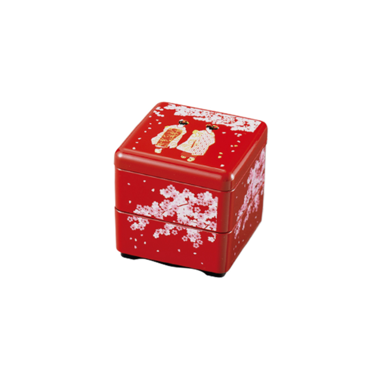 お重 ミニお重珍味角 HAKOYA 160ml ( 日本製 プラスチック 小さい 四角 和食 二段 和風 弁当箱 ランチボックス ギフト 和柄 おせち料理 おせち お節 御節 二段弁当箱 ) 【朱舞妓】 朱舞妓