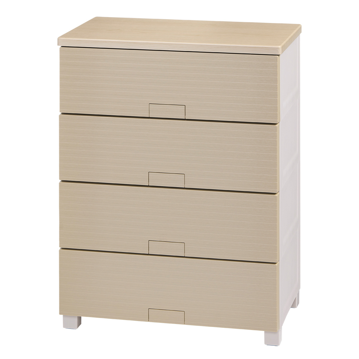チェスト フィッツチェスト ウッド 6504 4段 Fits 幅65×奥行41×高さ85cm ( タンス 引き出し 収納 衣類収納 日本製 完成品 フィッツ プラスチック 引き出しロック 衣装ケース リビング収納 洋タンス 収納ケース 木製天板 ) 【ベージュ】 ベージュ