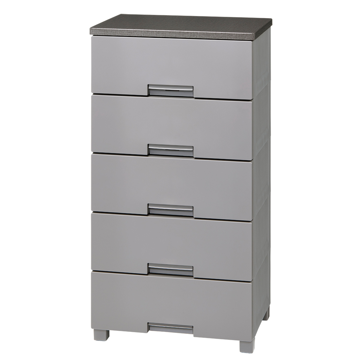 チェスト フィッツチェスト 5505 5段 Fits 幅55×奥行41×高さ105cm ( タンス 引き出し 収納 衣類収納 日本製 完成品 フィッツ プラスチック 引き出しロック 衣装ケース リビング収納 洋タンス 収納ケース 木製天板 ストッパー付き ) 【グレー】 グレー