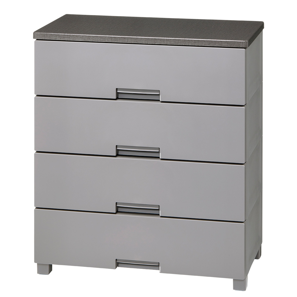 チェスト フィッツチェスト 7504 4段 Fits 幅75×奥行41×高さ85cm ( タンス 引き出し 収納 衣類収納 日本製 完成品 フィッツ プラスチック 引き出しロック 衣装ケース リビング収納 洋タンス 収納ケース 木製天板 ストッパー付き ) 【グレー】 グレー