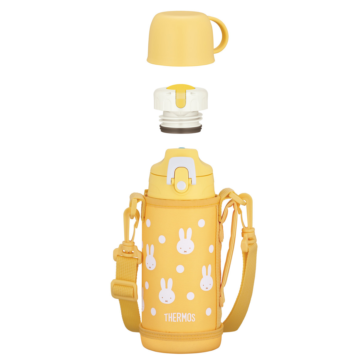 サーモス 水筒 600ml 真空断熱2ウェイボトル FJJ-602WF ( THERMOS 保温 保冷 子供 ワンタッチ ステンレスボトルル スポーツ飲料対応 0.6L 2way 直飲み コップ飲み スポーツドリンク対応 スポーツボトル ダイレクト ボトル キッズ ) 【イエローホワイト】 イエローホワイト