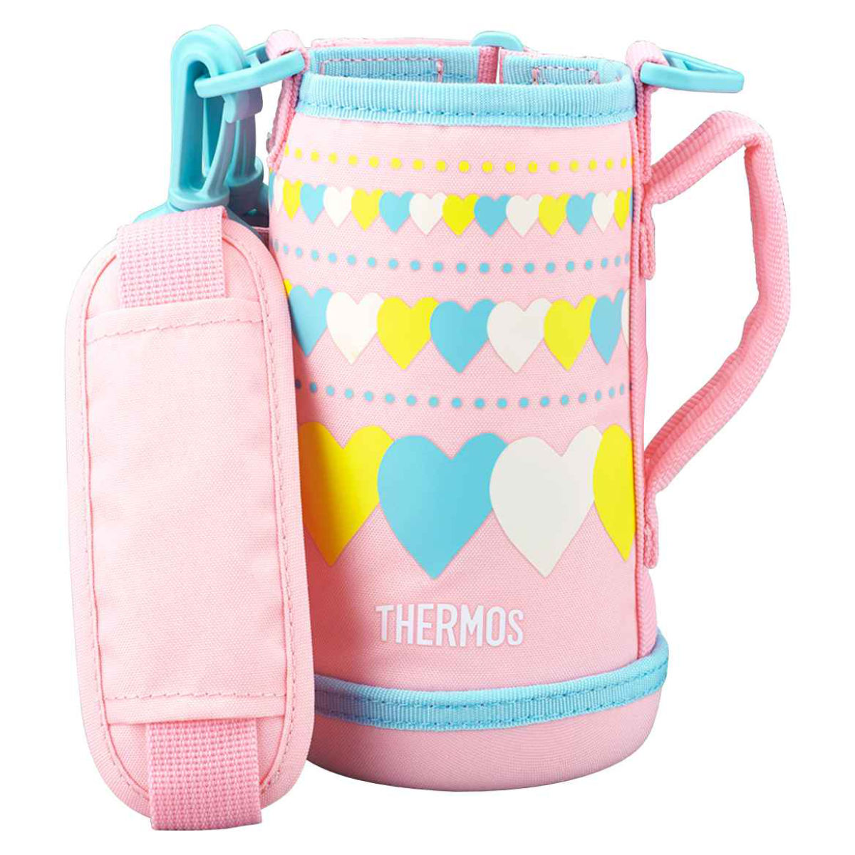 サーモス カバー ストラップ付 水筒 FJJ-600WF 専用 ( THERMOS ポーチ ケース 対応 パーツ 部品 のみ 水筒カバー 専用パーツ 専用部品 水筒用パーツ 交換 交換用 替え ) 【ピンクハート】 ピンクハート