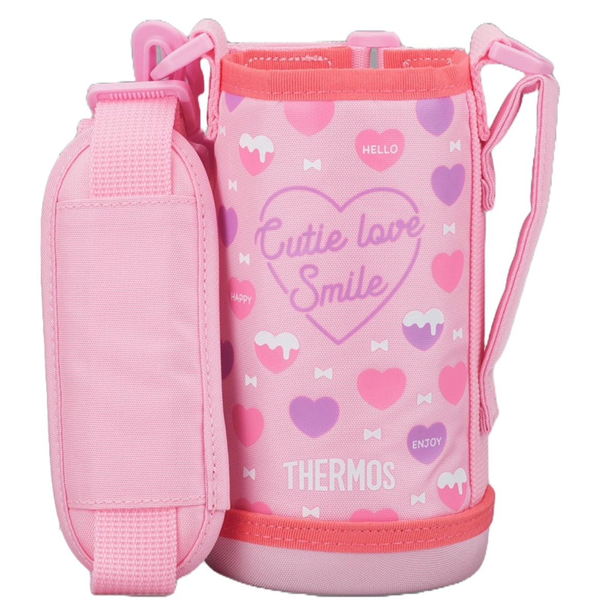 サーモス カバー ストラップ付 水筒 FJJ-600WF 専用 ( THERMOS ポーチ ケース 対応 パーツ 部品 のみ 水筒カバー 専用パーツ 専用部品 水筒用パーツ 交換 交換用 替え ) 【ピンクホワイト】 ピンクホワイト