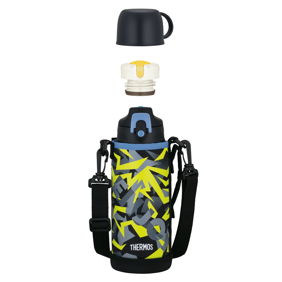 サーモス 水筒 800ml 真空断熱2ウェイボトル FJJ-802WF ( THERMOS 保温 保冷 子供 ワンタッチ ステンレスボトルル スポーツ飲料対応 0.8L 2way 直飲み コップ飲み スポーツドリンク対応 スポーツボトル ダイレクト ボトル キッズ ) 【ブラックイエロー】 ブラックイエロー