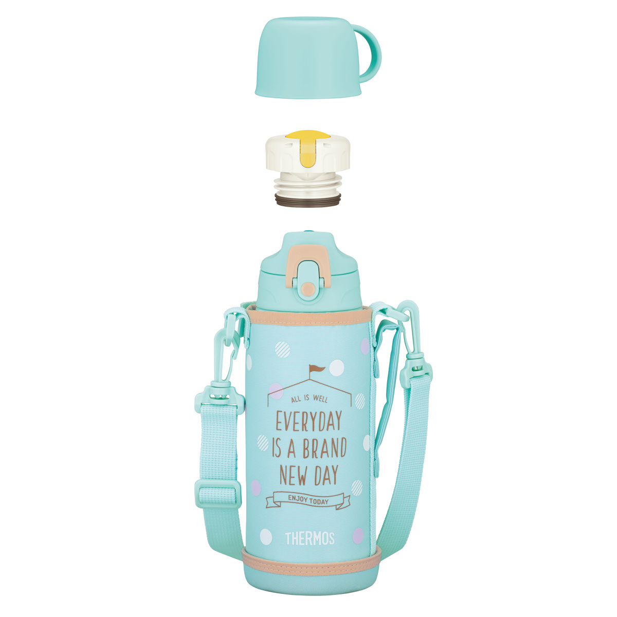 サーモス 水筒 800ml 真空断熱2ウェイボトル FJJ-802WF ( THERMOS 保温 保冷 子供 ワンタッチ ステンレスボトルル スポーツ飲料対応 0.8L 2way 直飲み コップ飲み スポーツドリンク対応 スポーツボトル ダイレクト ボトル キッズ ) 【ミントベージュ】 ミントベージュ