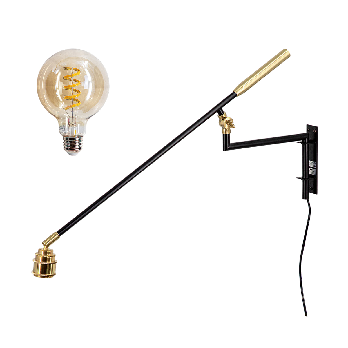 ウォールライト 1灯 LED電球付き DECKS アームウォールHALF 間接照明 gram eight グラムエイト ( ブラケットライト 壁掛け照明 階段照明 玄関ライト シンプル 廊下 キッチン リビング 壁掛け 壁面照明 無骨 スイッチ式 電球付き ) 【ボール球】 ボール球