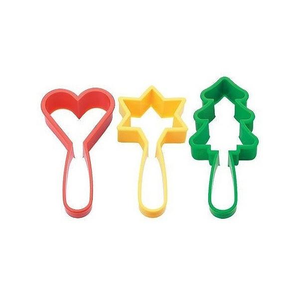 クッキー型 クッキーカッター ハンドルクッキー抜型 星ツリーハート 3個セット プラスチック製 ( 抜き型 製菓グッズ 抜型 クッキー抜型 手作り 製菓道具 お菓子作り クリスマス )