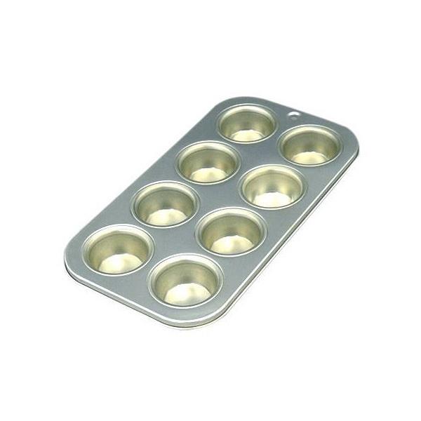 ケーキ型 ミニ 焼き型 丸型 8P スチール製 スズメッキ ( プチフール型 ミニケーキ型 製菓道具 焼型 お菓子作り )