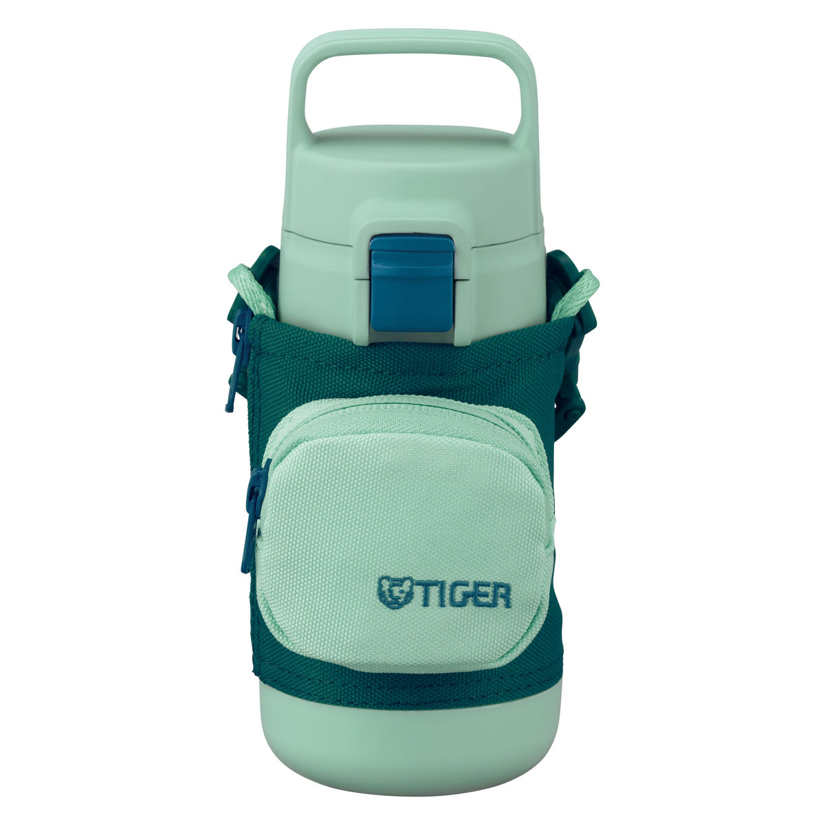 タイガー 水筒 350ml 真空断熱ボトル キッズボトル MTA-A035 ( TIGER 保冷 保温 直飲み 子供用水筒 ワンタッチ 軽い 抗菌 子供 ポーチ付き スポーツ飲料OK 直のみ 軽量 幼稚園 保育園 子供用 抗菌加工 ハンドル付 ) 【ミントグリーン】 ミントグリーン