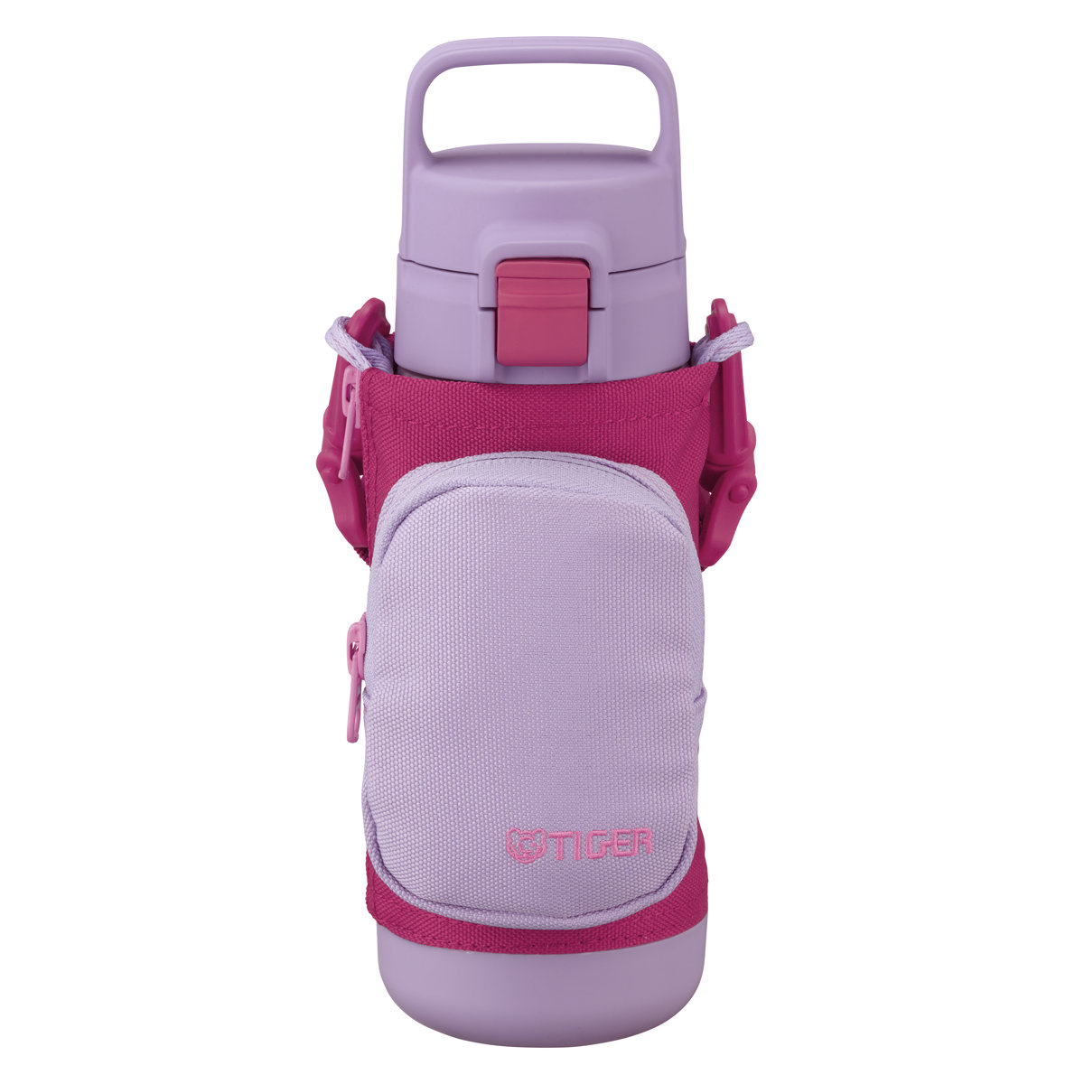 タイガー 水筒 500ml 真空断熱ボトル キッズボトル MTA-A050 ( TIGER 保冷 保温 直飲み 子供用水筒 ワンタッチ 軽い 抗菌 子供 ポーチ付き スポーツ飲料OK 直のみ 軽量 幼稚園 保育園 子供用 抗菌加工 ハンドル付 ) 【パープルプラム】 パープルプラム