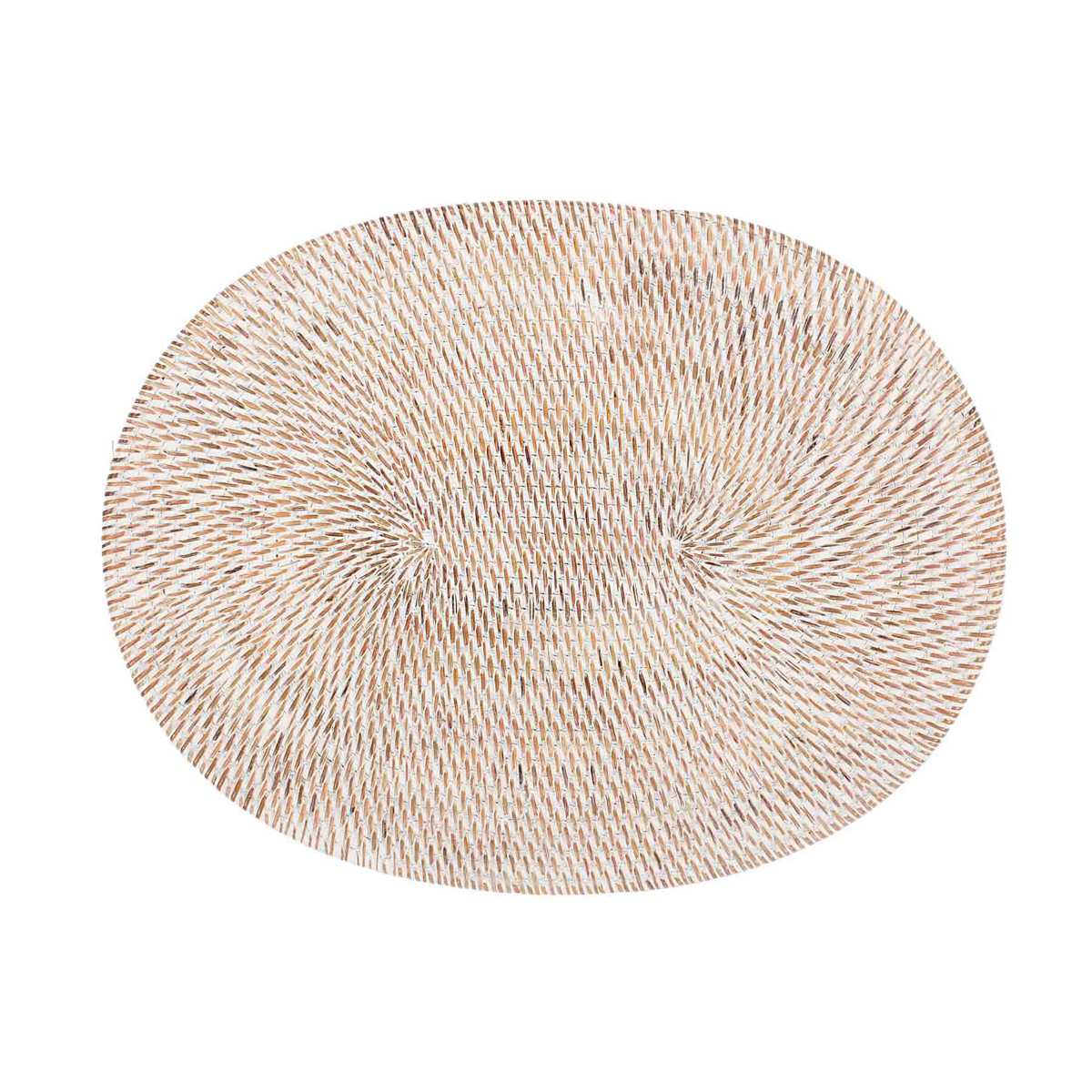 ランチョンマット ラタン プレイスマット オーバル 楕円形 ( ジックザック おしゃれ 大きめ ランチマット プレースマット 藤 手編み 天然素材 ナチュラル インテリア 40×30cm テーブルウェア ティーマット ) 【WHITE】 WHITE