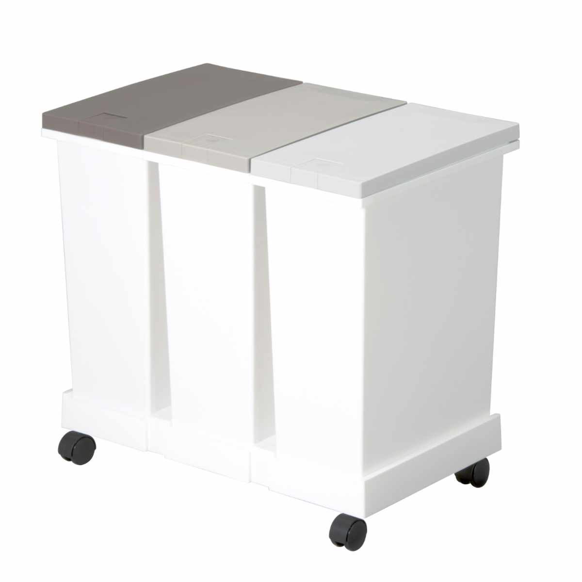 ゴミ箱 台座付タッチペール 3個セット 分別 ( ごみ箱 20L×3個 3分別 ワンタッチ 台座 ふた付き キッチン 角型 シンプル 可燃ゴミ ペットボトル 缶 ぶんべつ キャスター付き 袋止め付き )