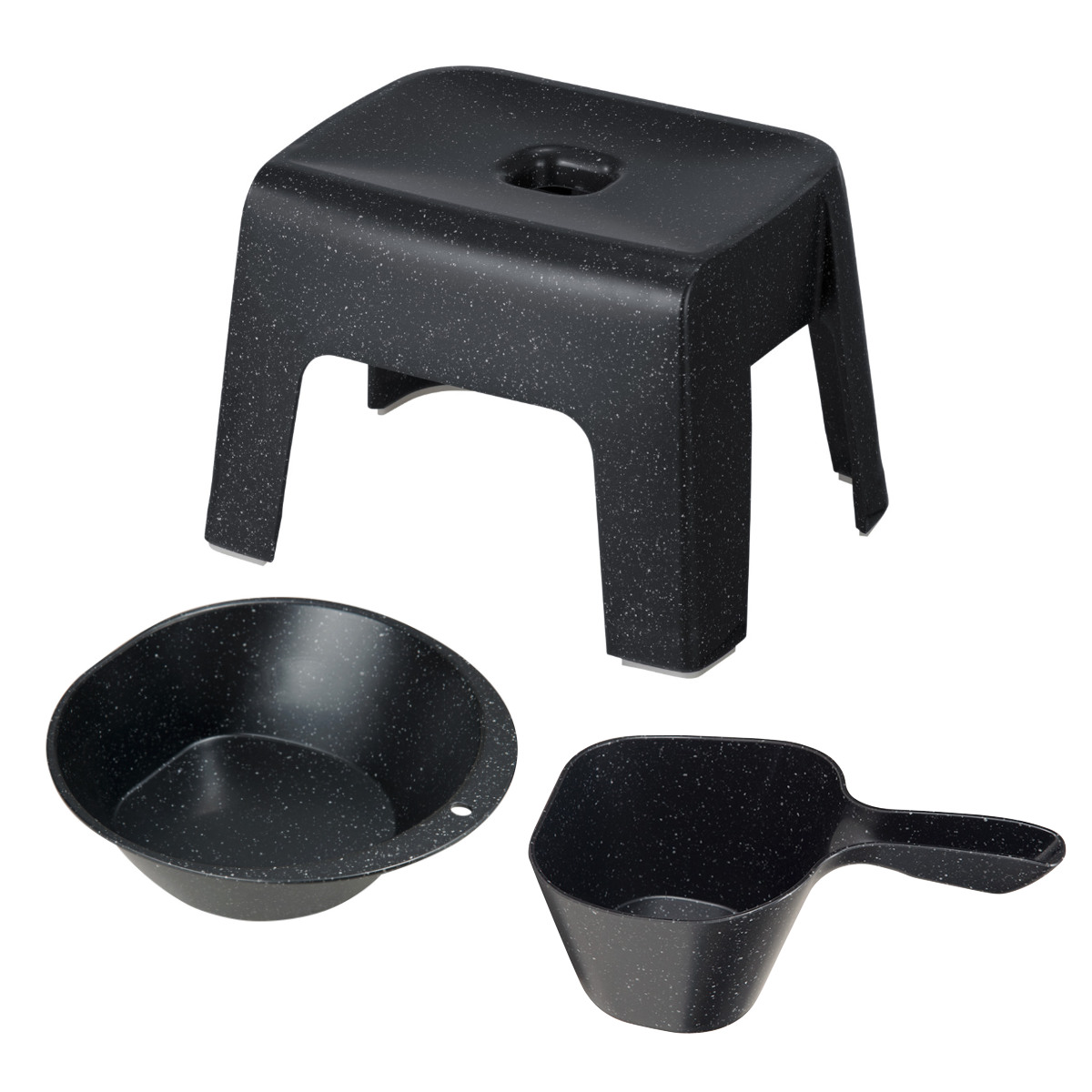 風呂椅子 23cm 湯桶 手桶 3点セット ユニード マグネット 日本製 ( 風呂いす 風呂桶 湯おけ 手おけ お風呂 磁石 腰かけ イス 座面高23 マグネット収納 バスチェア バスグッズ 防カビ 壁面 入浴 モノトーン ブラック ホワイト ) 【ブラック】 ブラック