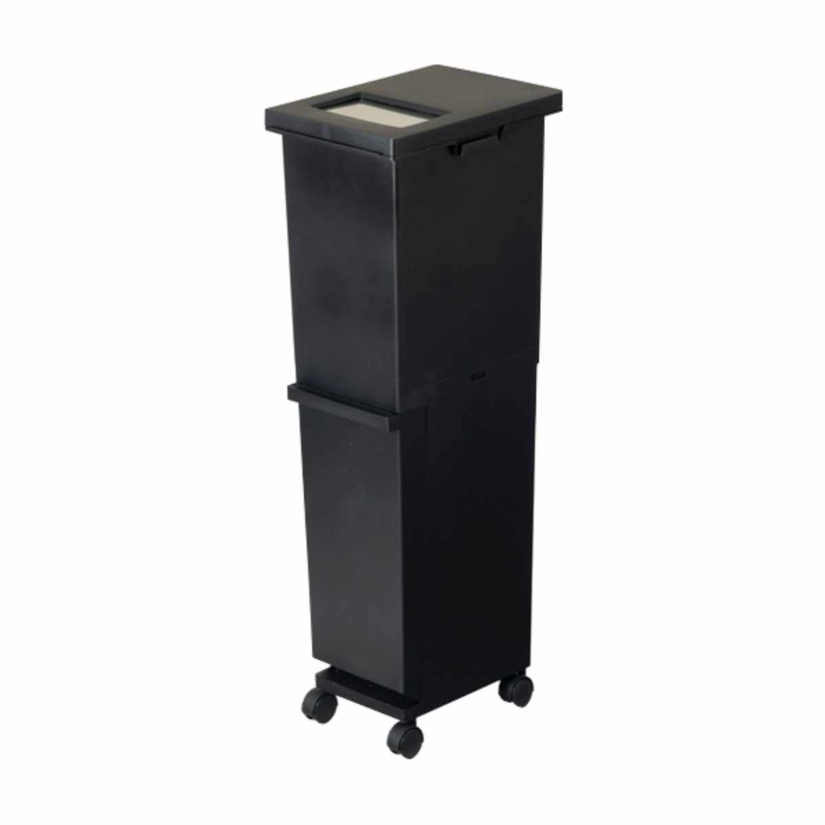 ゴミ箱 分別 36L 2段 ユニード 多分別スリムペール 4分別 ( ごみ箱 ダストボックス 36リットル キッチン ふた付き 省スペース 大容量 スリム キャスター付き 分別ゴミ箱 縦型 プッシュ式 多段 隙間 収納ワゴン キッチン収納 ) 【ブラック】 ブラック