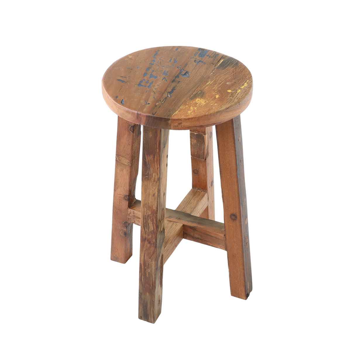 アンティーク調　スツール　ペア　ブラウン　丸椅子　木製　洋風　カウンター椅子家具・インテリア