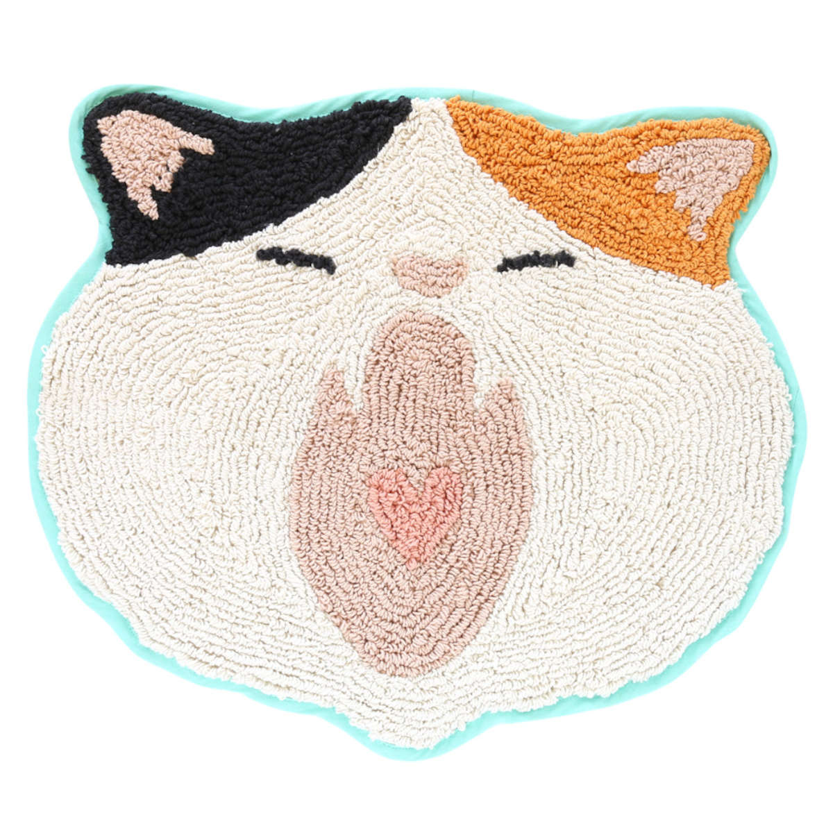 玄関マット 45×51cm 室内 動物 ( 玄関 マット アクセントマット 屋内 洗える 手洗い インド綿 おしゃれ かわいい おもしろ アニマル インテリア リビング ベッドサイド 敷き物 ラグ 柴犬 トラ 猫 ) 【ミケネコ】 ミケネコ