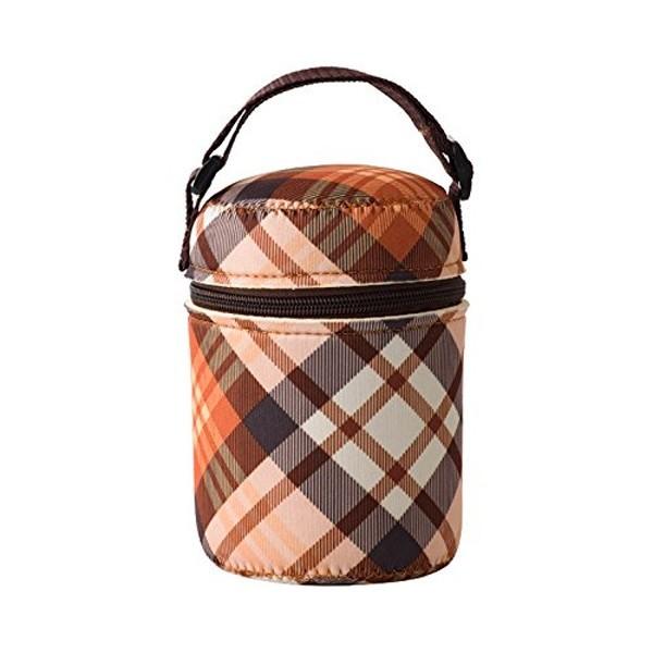 スープジャーケース ジャーカバー Lサイズ tone トーン ドットホワイト ( ポーチ ケース スープジャー 持ち手付き カバー 持ち運び用 スープ ) 【チェックオレンジ】 チェックオレンジ