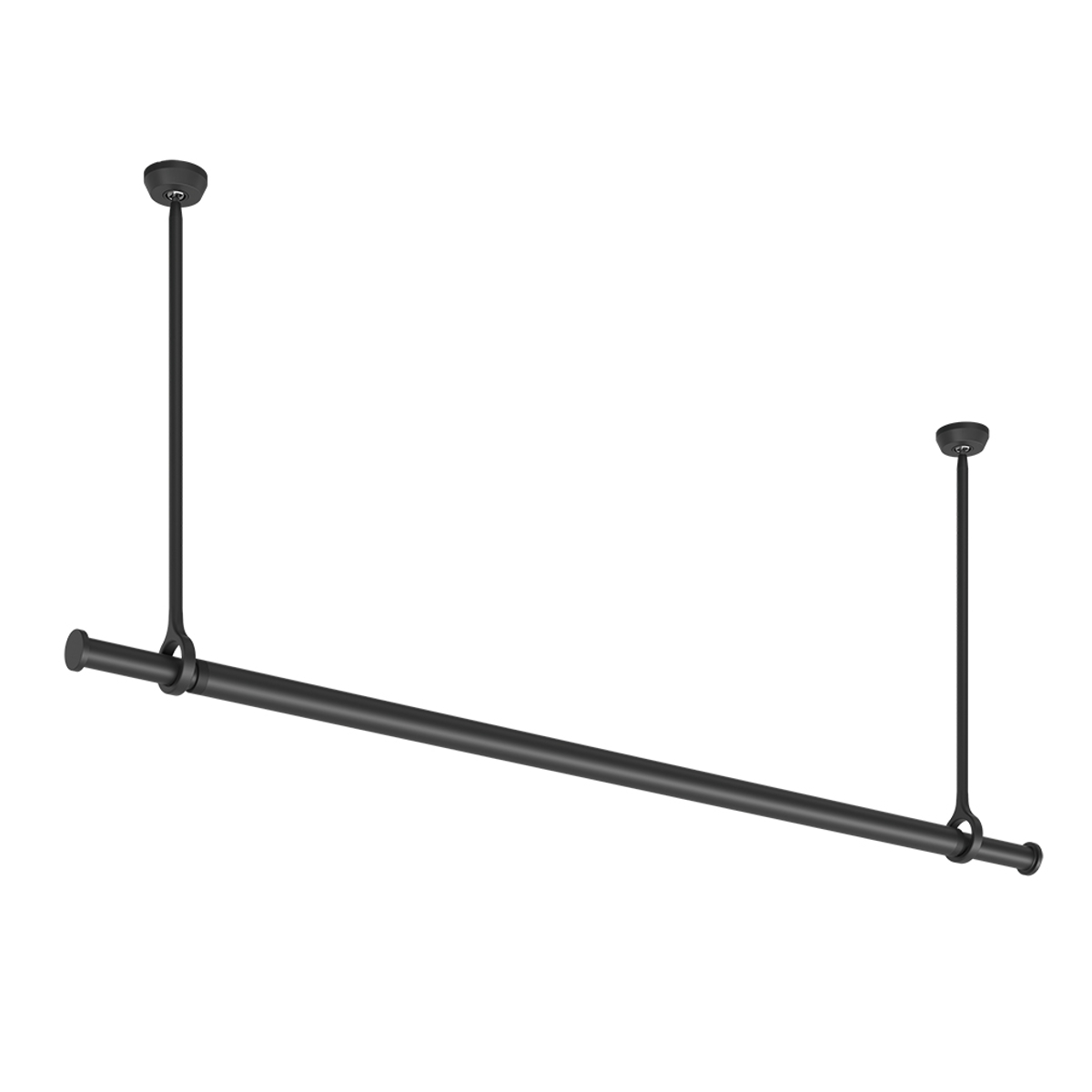 室内物干し ランドリーバー TOSO LB1セット Sサイズ 高さ25cm ( 室内物干しセット 物干し竿 吊り下げ物干し 吊り下げ 物干し ポール 竿 室内干し 天井 吊り下げ金具 竿セット コンパクト 収納 壁収納 シンプル ) 【ブラック】 ブラック