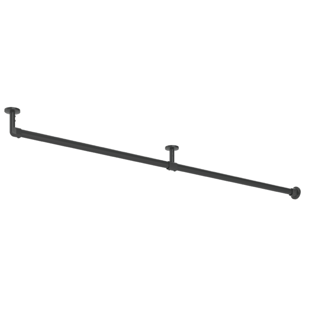 ハンギングバー H-3 天井付け Lタイプ セット 178cm×6cm TOSO ( 収納 専用 バー DIY 取付け 衣類収納 衣類 洋服 服 コート掛け クローゼット 玄関 ウォークインクローゼット ファミリークローゼット 天井 天井付 ちょいかけ ) 【ブラック】 ブラック