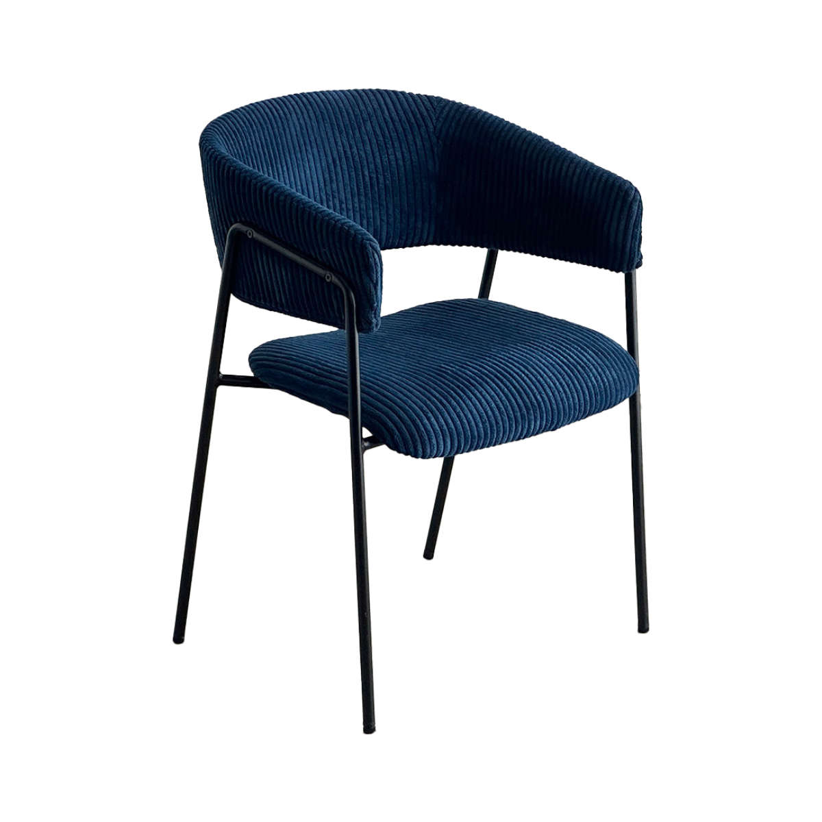 ダイニングチェア 座面高45cm コーデュロイ グリスチェア ( 肘付き ダイニング チェア アイアン脚 北欧 モダン シンプル スタイリッシュ ) 【ブルー】 ブルー