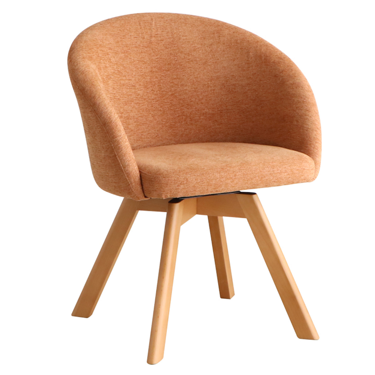 ダイニングチェア 座面高42cm ラウンドチェア マルク ( 回転 食卓椅子 チェア チェアー イス 椅子 いす 肘付き ダイニング 木製 ファブリック 食卓 リビング おしゃれ リビングチェア リビングチェアー ) 【オレンジ】 オレンジ