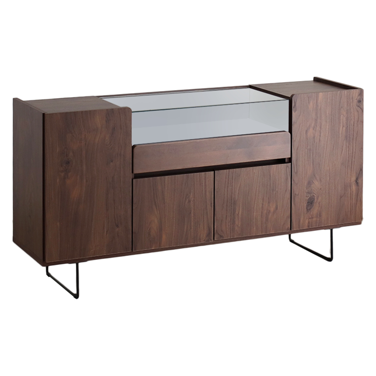 キャビネット 幅149.5cm ガラスケース コレクション ( ラック 棚 シェルフ 飾り棚 ディスプレイ 日本製 完成品 可動棚 お掃除ロボット対応 家具 スライド棚 ブラウン ナチュラル ) 【ブラウン】 ブラウン