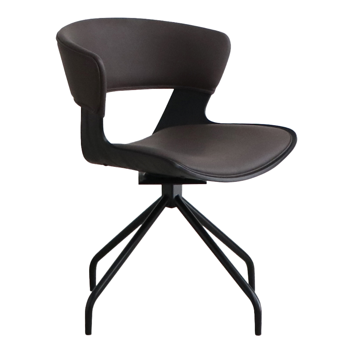 ダイニングチェア 座面高43cm 回転 ラウンドチェア ルシア ( チェア ダイニング イス レザー調 食卓椅子 ウレタン 木目調 スチール アームレス 椅子 チェアー いす 食卓 リビング リビングチェア 回転椅子 ) 【ブラウン】 ブラウン