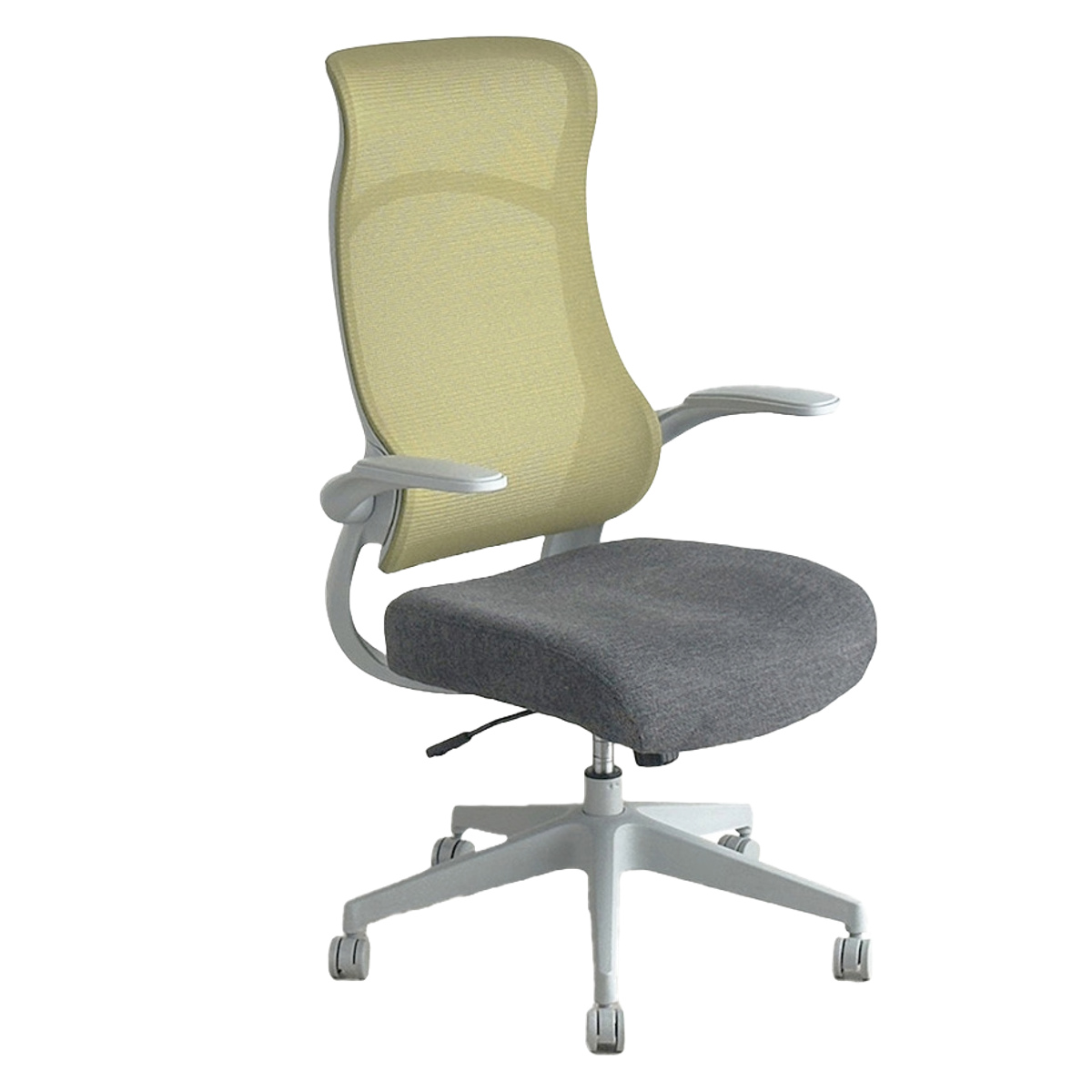 オフィスチェア 座面高43~50.5cm 肘掛け付き メッシュ グレッタ ( ワークチェア パソコンチェア ハイバック 肘掛け 跳ね上げ式 デスクチェア 座面 高さ調節 キャスター付き チェア イス オフィス 仕事 ) 【イエロー】 イエロー