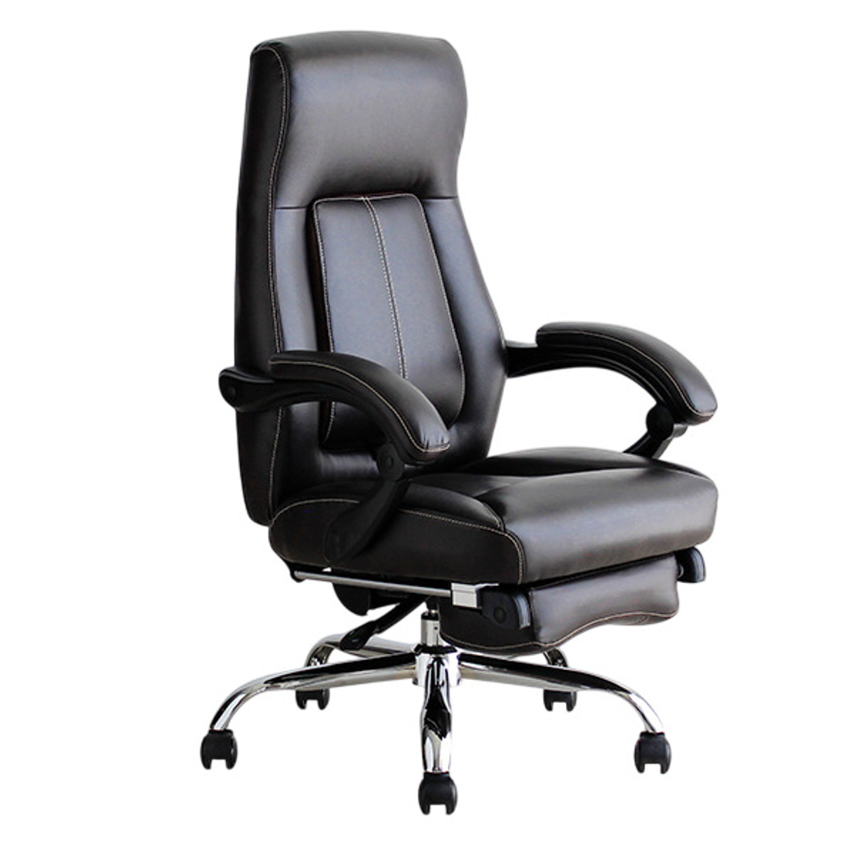 オフィスチェア 座面高47~53cm 昇降式 リクライニング機能付き フットレスト付き ゲーミングチェア ( ワークチェア パソコンチェア 角度調整 腰当て付き 肘掛け ハイバック ソフトレザー キャスター付き イス 仕事 ゲーム ) 【ブラウン】 ブラウン