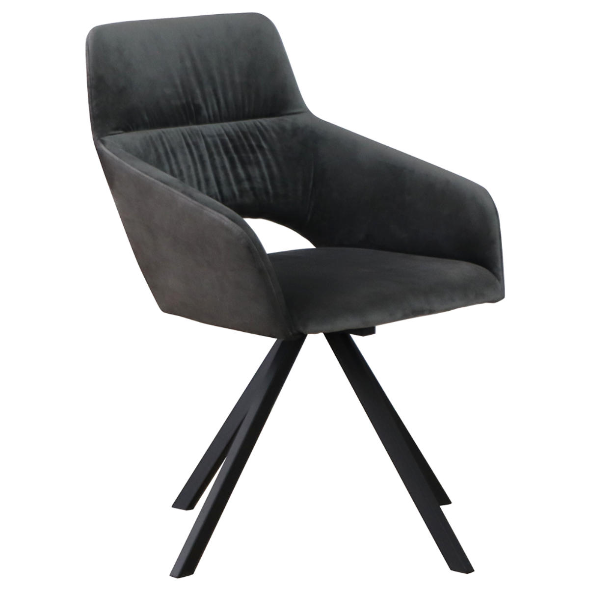 ダイニングチェア 座面高45cm 回転 DAVIS ベルベット調生地 ( チェア ダイニング イス 椅子 食卓椅子 肘掛け ベロア調 回転椅子 デスクチェア いす 食卓 リビング リビングチェア シンプル おしゃれ ) 【ブラック】 ブラック