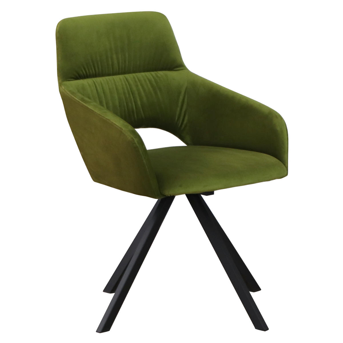 ダイニングチェア 座面高45cm 回転 DAVIS ベルベット調生地 ( チェア ダイニング イス 椅子 食卓椅子 肘掛け ベロア調 回転椅子 デスクチェア いす 食卓 リビング リビングチェア シンプル おしゃれ ) 【グリーン】 グリーン