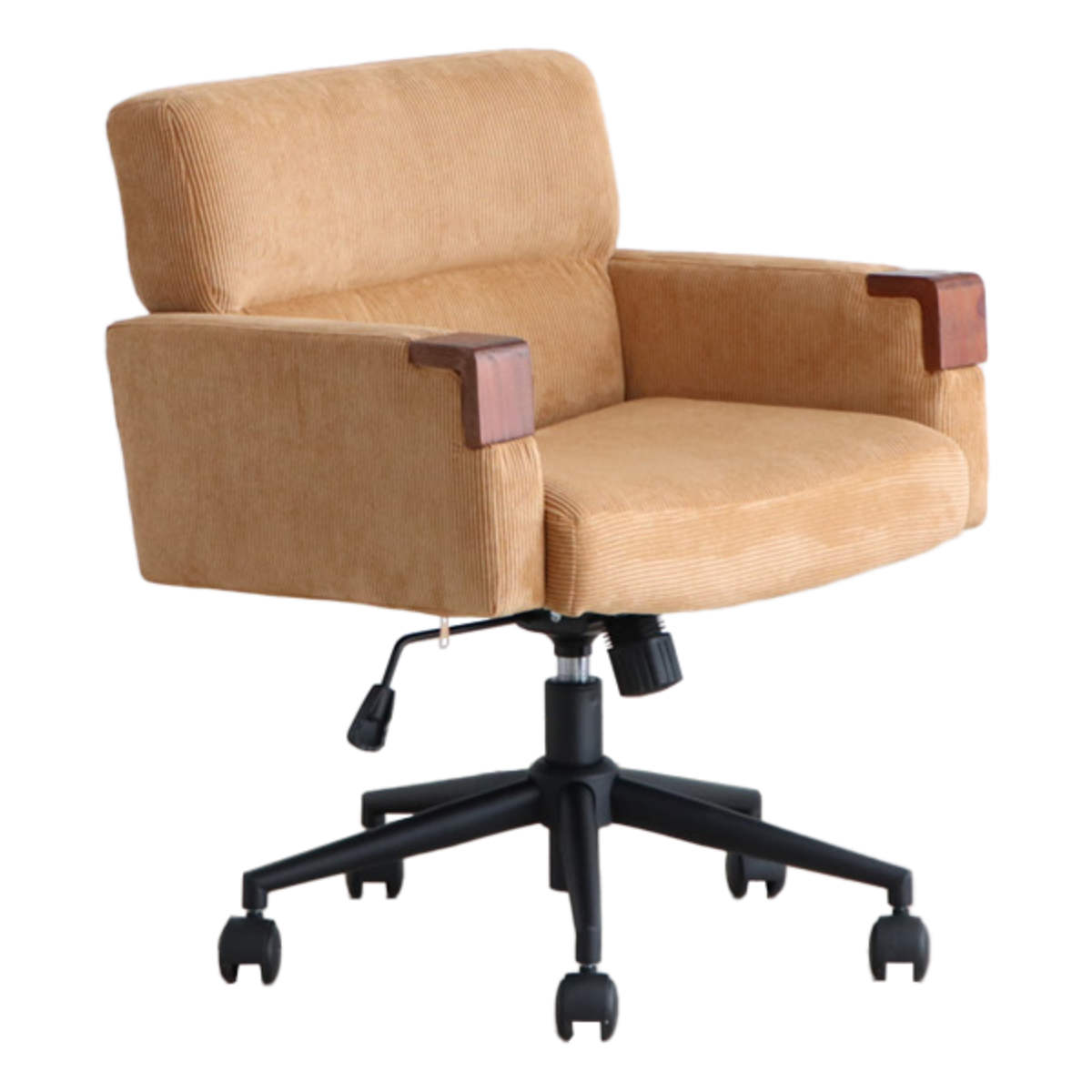 オフィスチェア 座面高43~50.5cm 回転 昇降式 ウォルク コーデュロイ ( ワークチェア パソコンチェア 高さ調節 座面 広め 肘掛け キャスター付き デスクチェア チェア イス オフィス 仕事 在宅 チェアー 椅子 いす ) 【ブラウン】 ブラウン