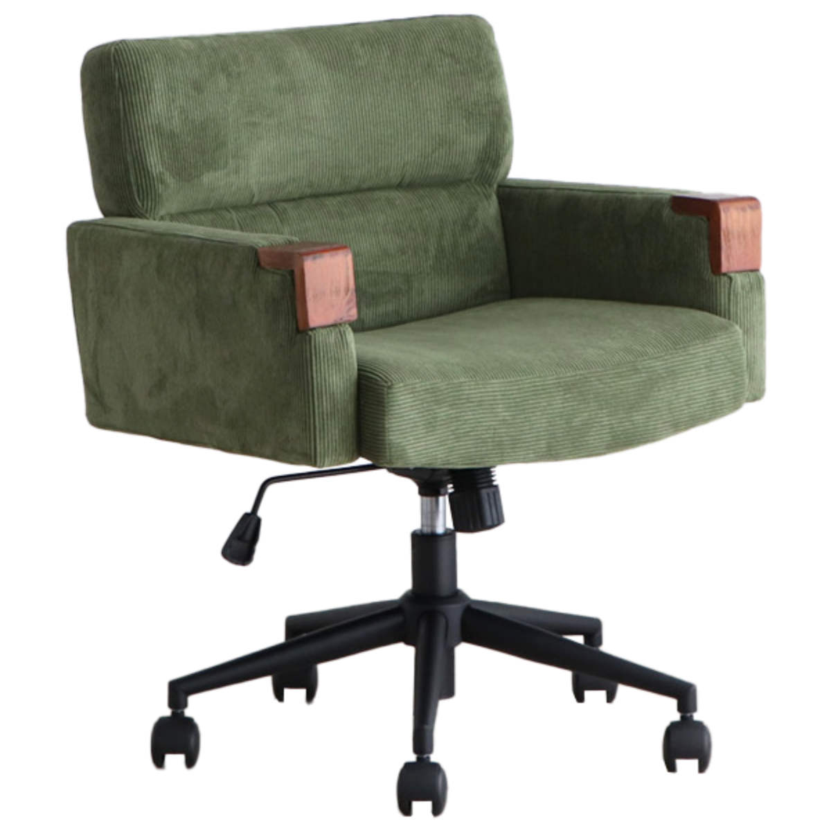オフィスチェア 座面高43~50.5cm 回転 昇降式 ウォルク コーデュロイ ( ワークチェア パソコンチェア 高さ調節 座面 広め 肘掛け キャスター付き デスクチェア チェア イス オフィス 仕事 在宅 チェアー 椅子 いす ) 【グリーン】 グリーン