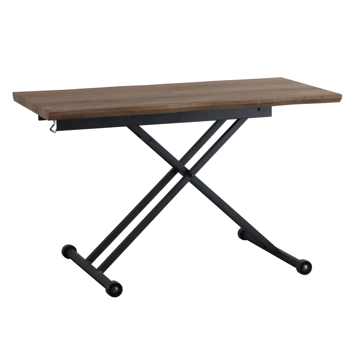 リビングテーブル 幅120cm 昇降式 天然木風天板 リフティングテーブル コルマ ( 昇降式テーブル 120 ローテーブル 一人用 木目調 センターテーブル デスク リビング テーブル 机 高さ調節 作業台 コーヒーテーブル 昇降テーブル ) 【ブラウン】 ブラウン