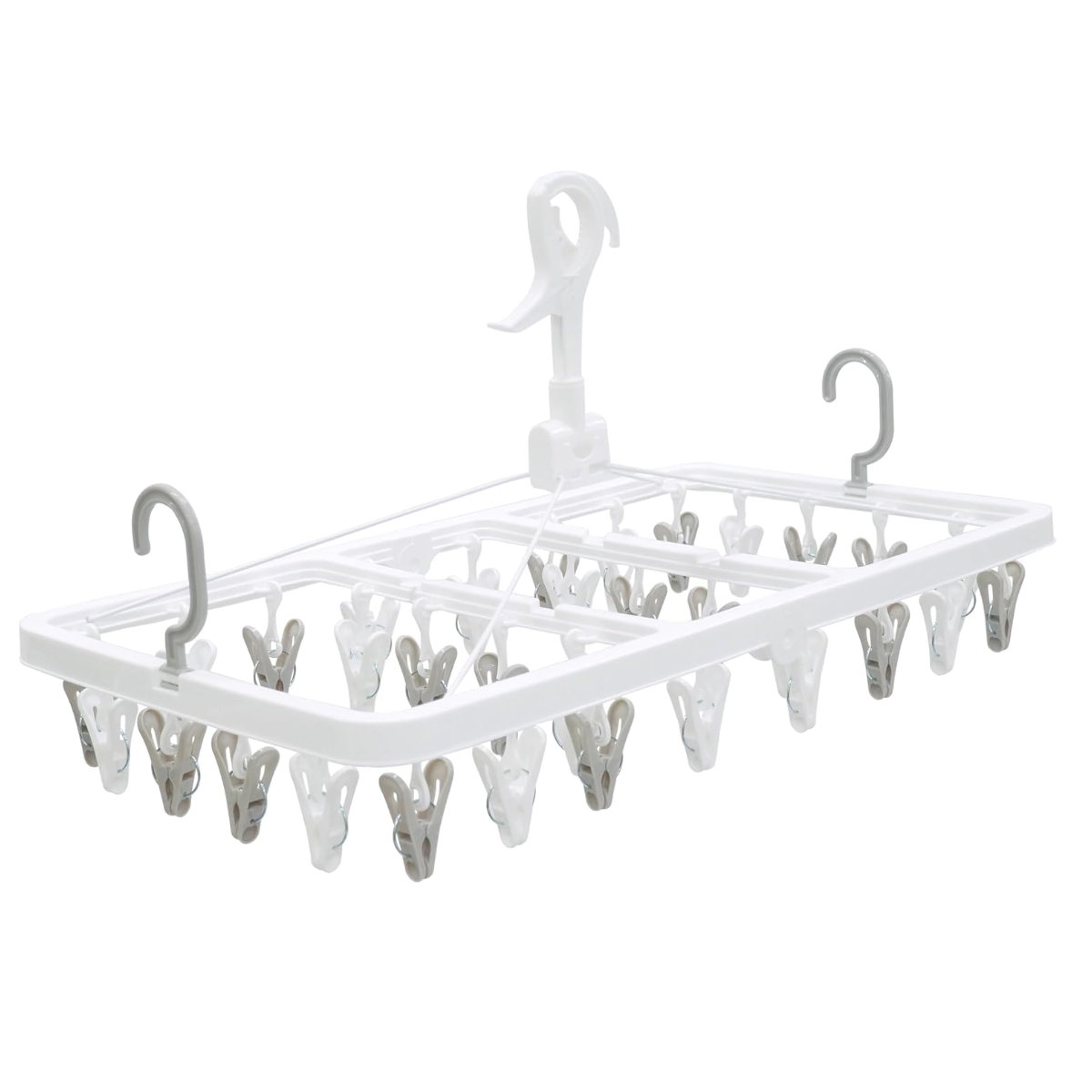 角ハンガー 32ピンチ パッとるピンチ角ハンガー ( 洗濯ハンガー ピンチハンガー 引っ張るだけ 折りたたみ 物干しハンガー 洗濯バサミ 32個 キャッチフック 4点フック 下折れ式 カモイフック )