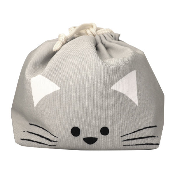 Dショッピング 弁当袋 巾着袋 おかおきんちゃく キッズ 動物 お弁当袋 お弁当包み おべんとう袋 ランチ 巾着 子供 ランチ巾着 巾着ポーチ 弁当 お弁当 持ち運び お弁当用 小物入れ 幼稚園 保育園 ネコ カテゴリ 弁当箱の販売できる商品 リビングート