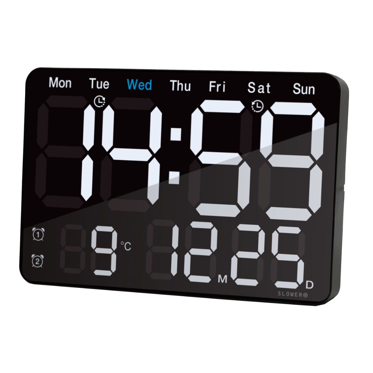 置き時計 LED デジタル時計 リモコン付き 置き掛け兼用 SLOWER ビエント ( 温度計 カレンダー USB LED時計 置き 掛け アラーム スヌーズ カウントダウン ストップウォッチ 輝度調整 曜日表示 おしゃれ )