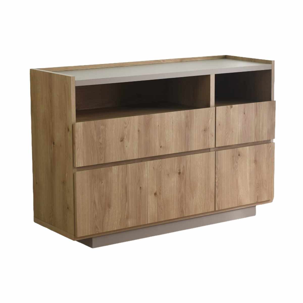 チェスト 幅119cm 北欧モダン 日本製 完成品 ( 棚 ラック 収納 引き出し ディスプレイ グレージュ リビングボード 4杯 飾り棚 シェルフ スライドレール )