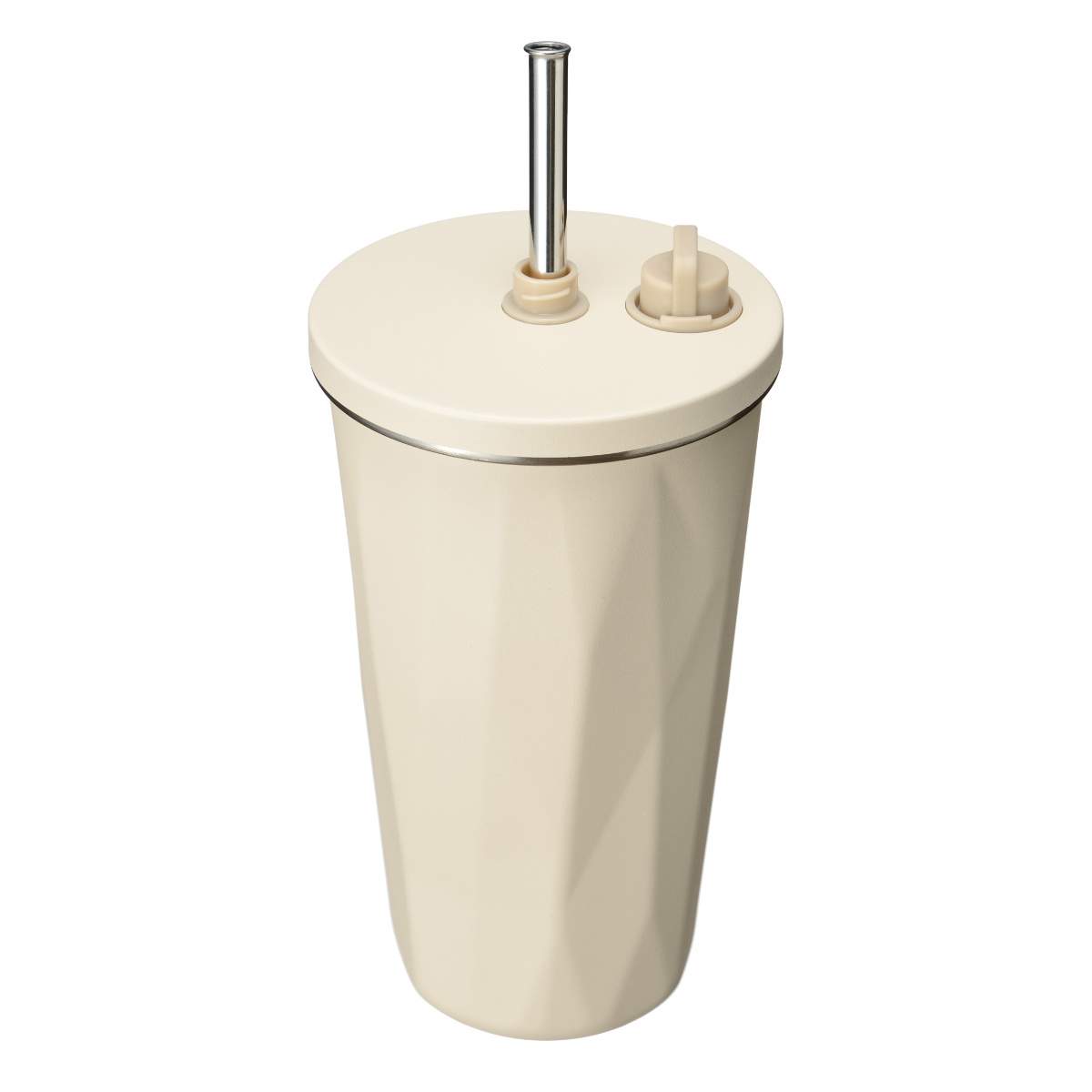 タンブラー トート ストローボトル570ml 水筒 ( 保温 保冷 保冷タンブラー ストロー付き ストロー 蓋付き 持ち運び かわいい 真空断熱構造 ステンレスボトル 結露しない ストラップ付き コップ ) 【アイボリー】 アイボリー