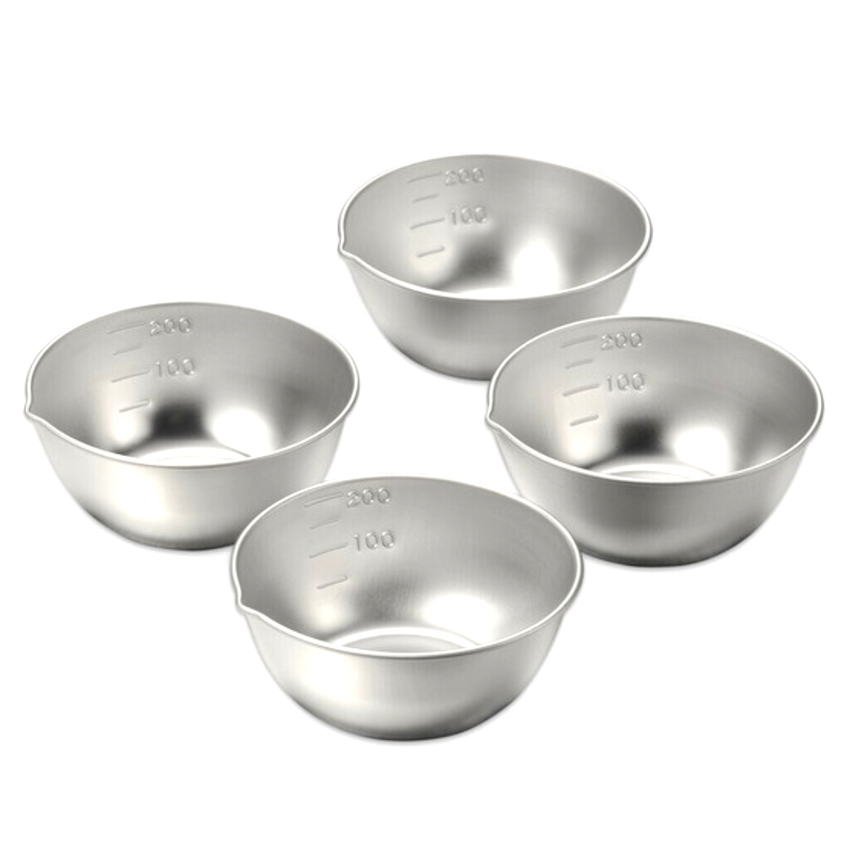 ボウル 10cm 4点セット ステンレス製 燕三 小分けボウル 日本製 ( 調理ボウル ステンレスボウル ミニ 調理用ボール 目盛り付き 注ぎ口付き 食洗機対応 調理器具 調理ボール ステンレス製ボール ボウルセット ステンレス製ボウル )