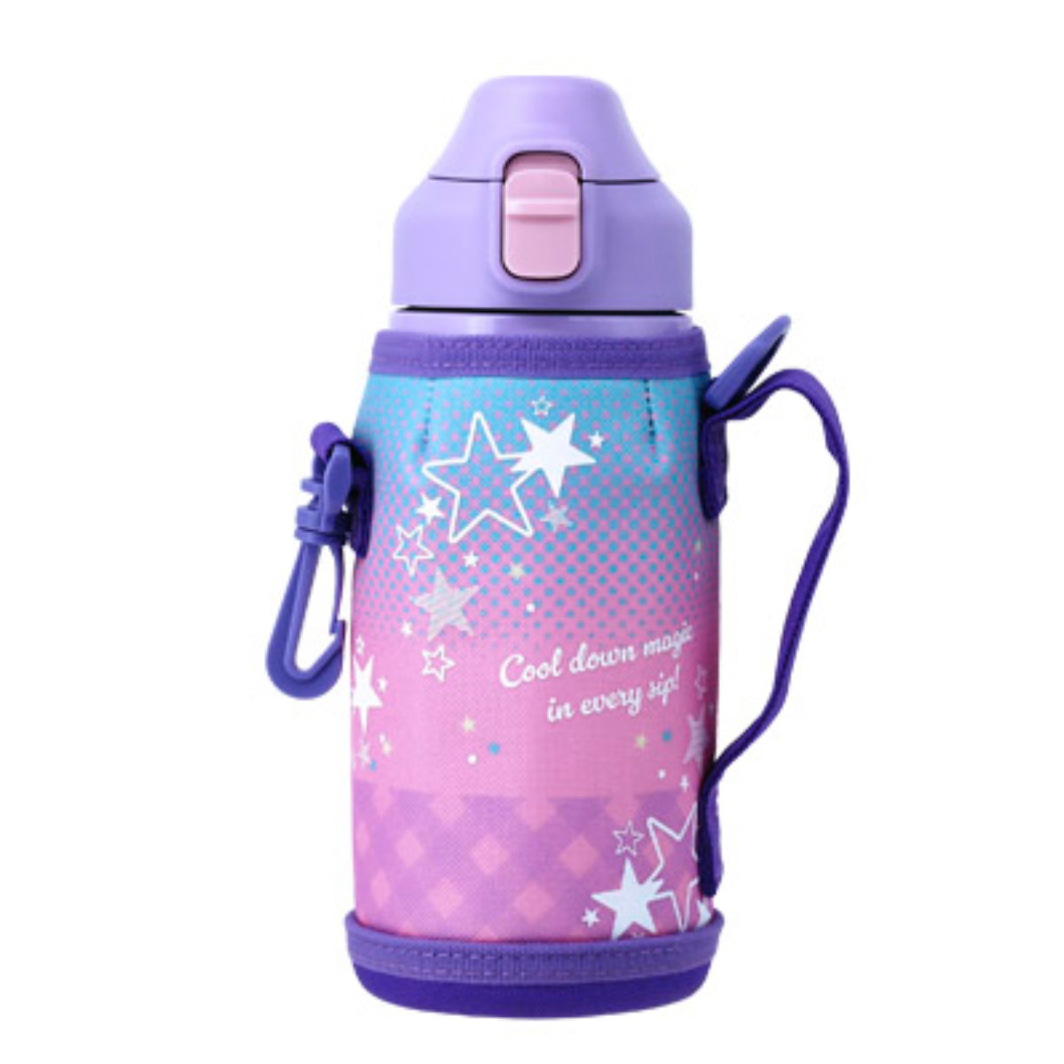 水筒 600ml フォルテック ワンタッチ栓ダイレクトボトル ( 直飲み 保冷 ステンレスボトル スポーツボトル カバー ショルダー ポーチ 真空断熱構造 マグボトル ボトル ワンタッチ ステンレス 魔法瓶 ショルダーベルト こども ) 【スター】 スター